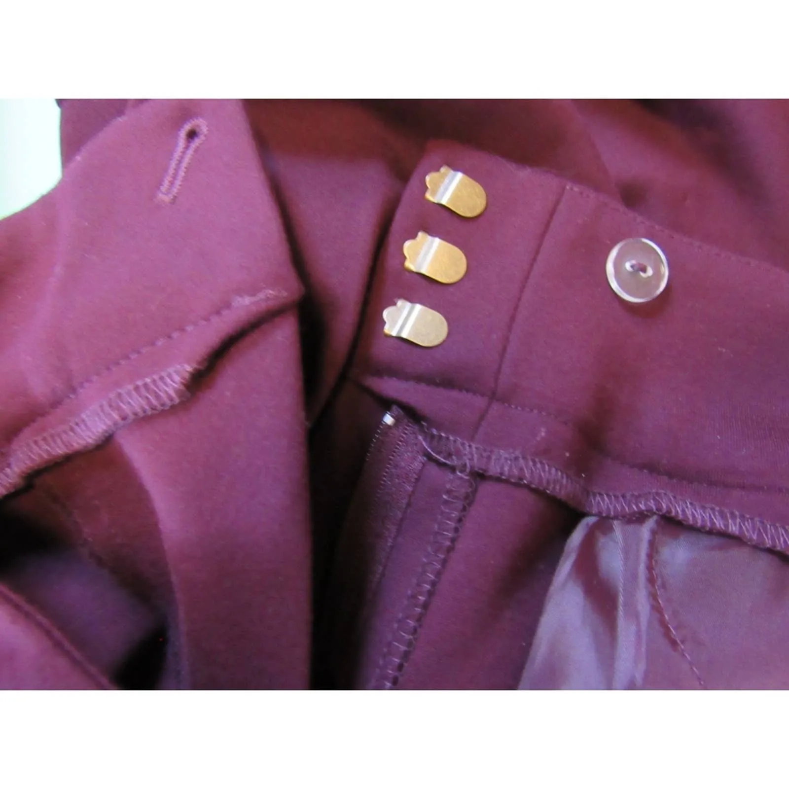 Anne Klein Bootleg Dress Pants Faux Leather Belt loops Burgundy