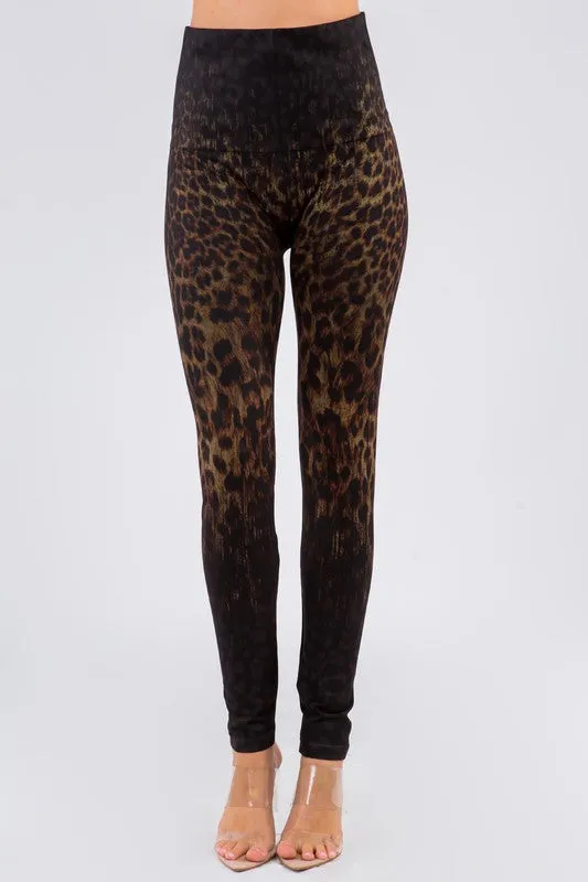 High Waist Full Length Legging with Ombre Jaguar Print