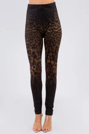 High Waist Full Length Legging with Ombre Jaguar Print