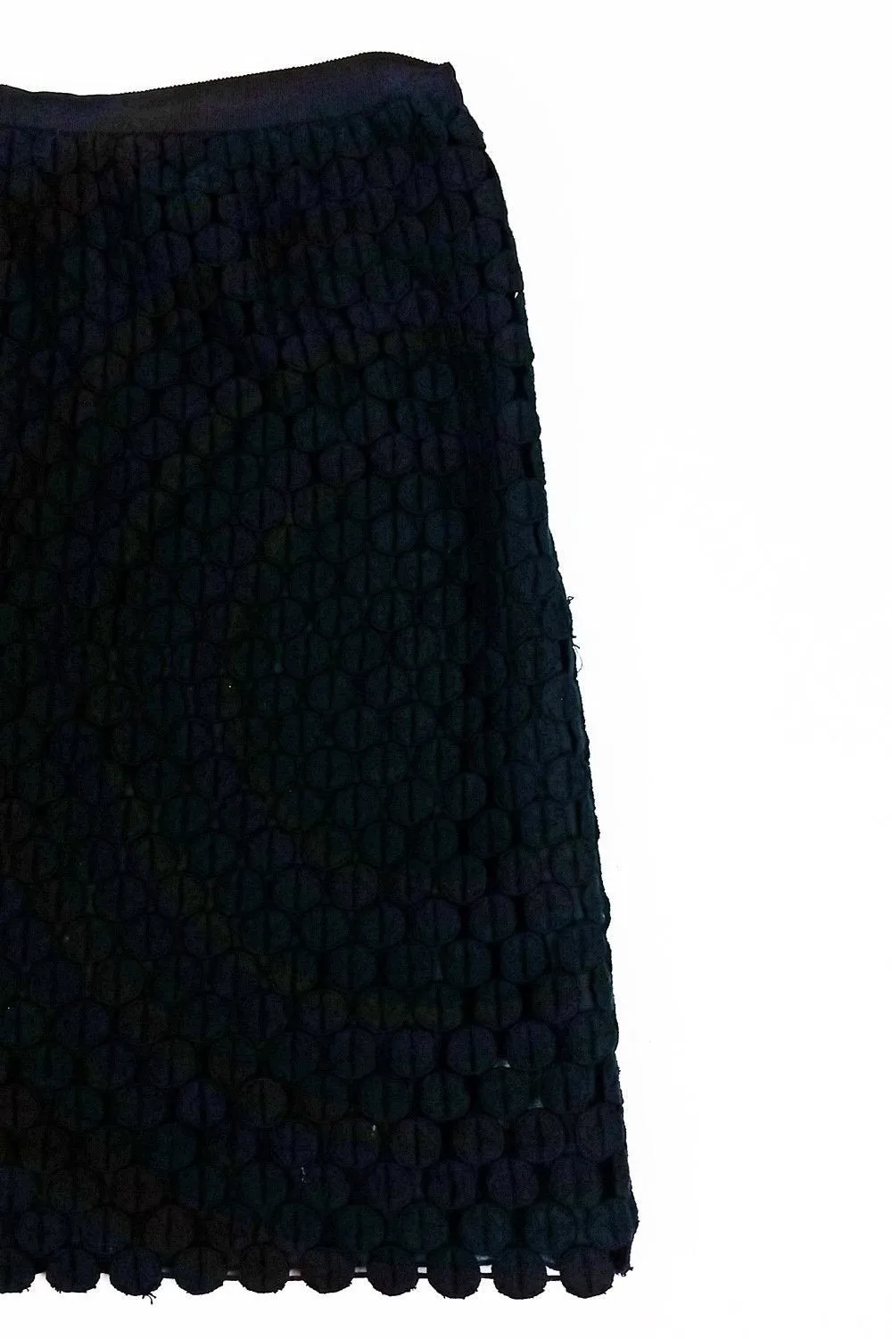 HOSS INTROPIA Black Cotton Blend Circle Netted Mini Skirt (UK 14 | US 10)