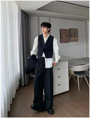 Hua Three-Buttons Vest, Smart Casual Blazer & Drawstring Trousers Set