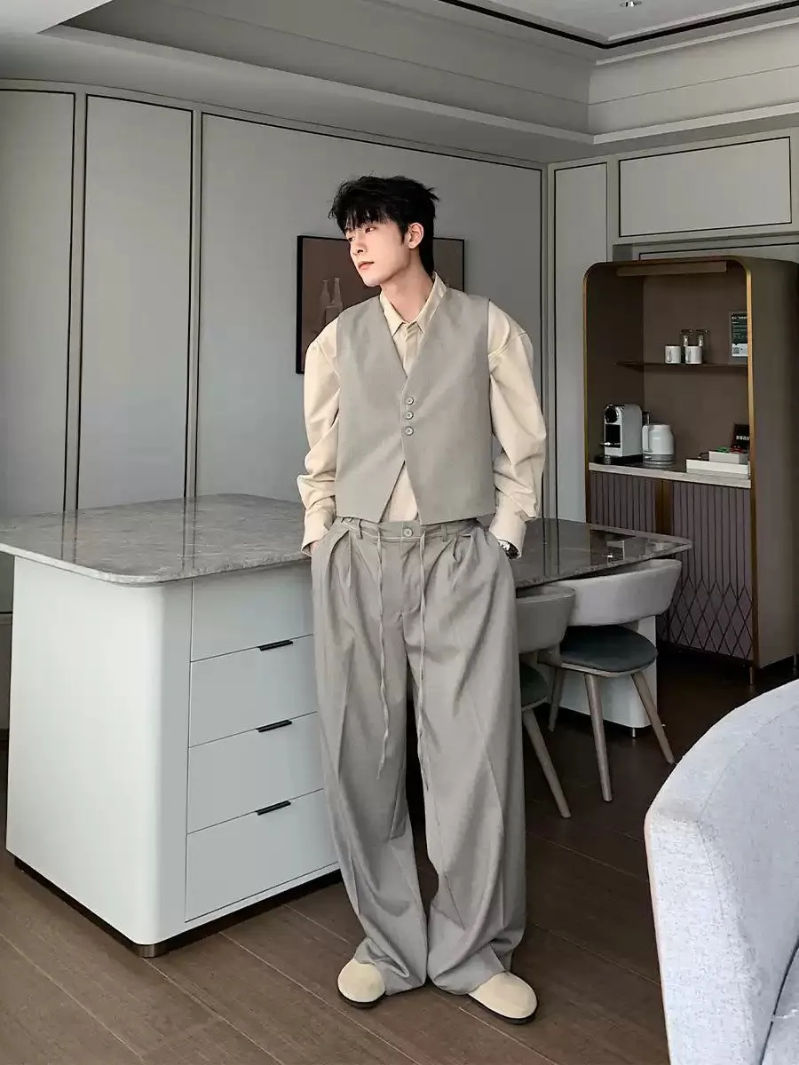 Hua Three-Buttons Vest, Smart Casual Blazer & Drawstring Trousers Set
