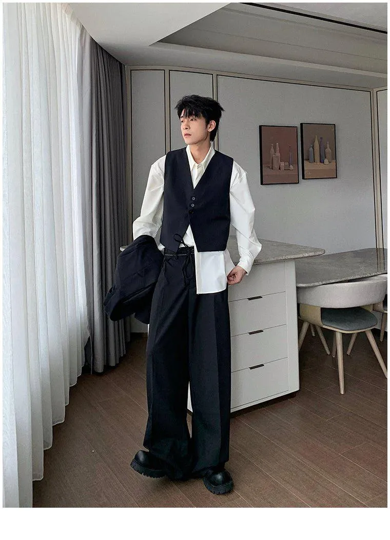 Hua Three-Buttons Vest, Smart Casual Blazer & Drawstring Trousers Set