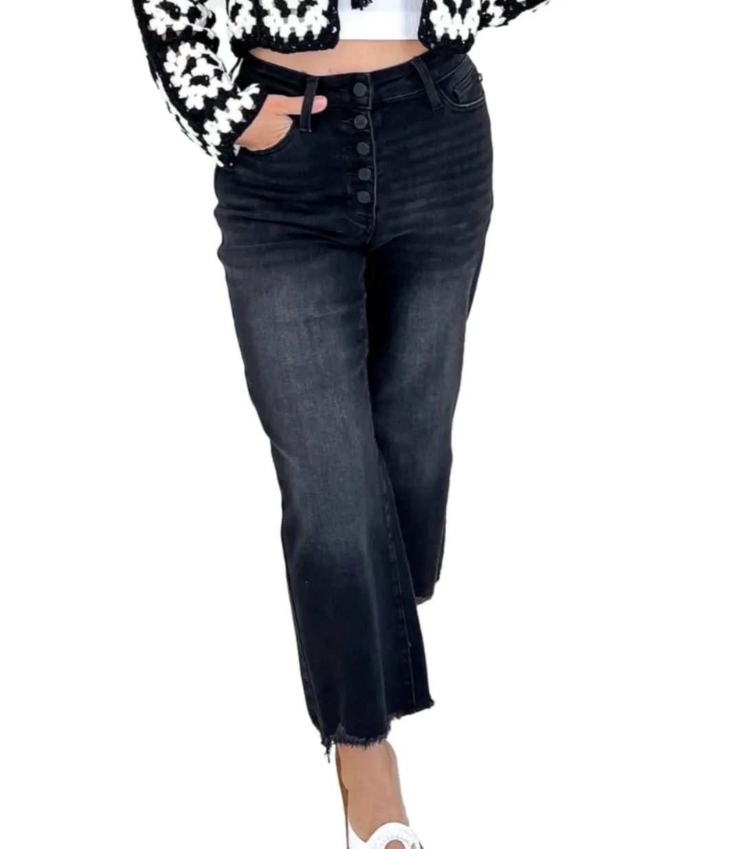 JUDY BLUE- EBONY Cropped Jeans