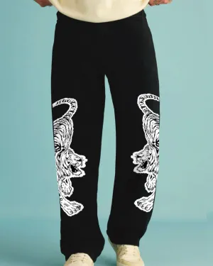 Men's Black Cotton Pants - Snow Tiger(*)