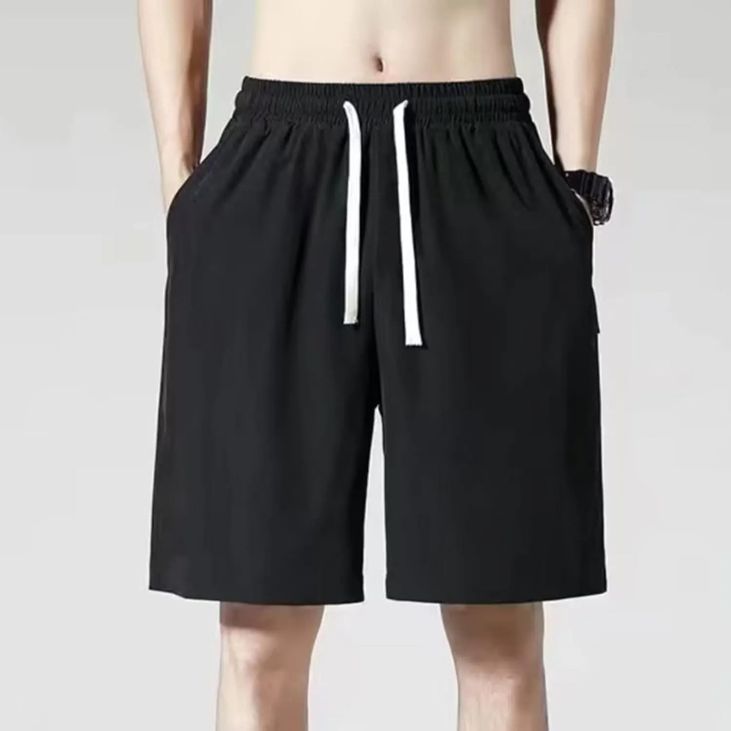 Mens Casual Sweat Cargo Cotton Shorts Drawstring Elastic Waist Athletic Workout Gym Jogger Shorts