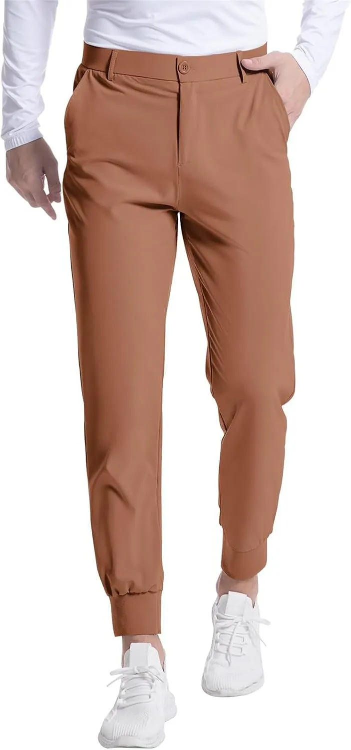 Mens Golf Pants Jogging Pants with Pockets Stretch Waist Slim Fit Tapered Classic Fit Golf Pants
