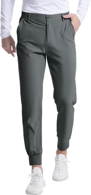 Mens Golf Pants Jogging Pants with Pockets Stretch Waist Slim Fit Tapered Classic Fit Golf Pants