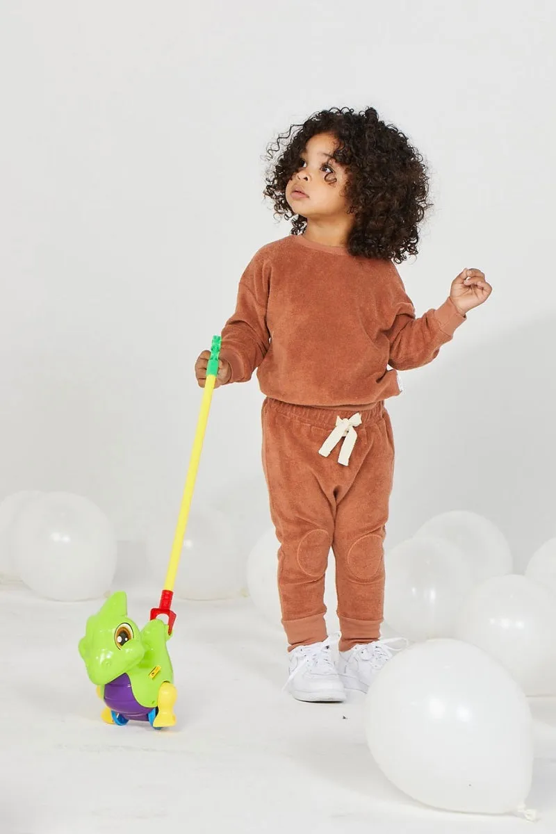 Organic Cotton Terry Pant in Ginger Brown