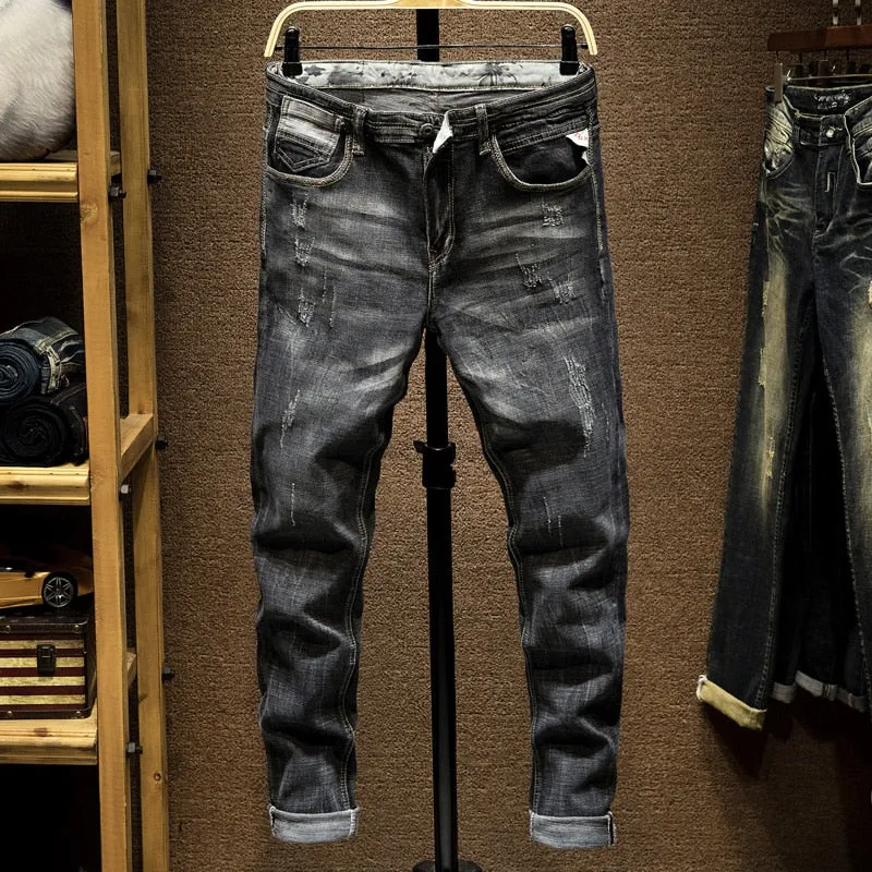 West Louis Brand Black Street Style Denim Jeans