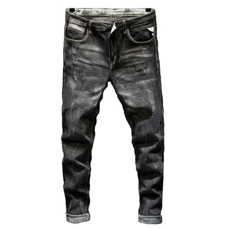 West Louis Brand Black Street Style Denim Jeans
