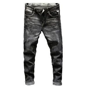 West Louis Brand Black Street Style Denim Jeans