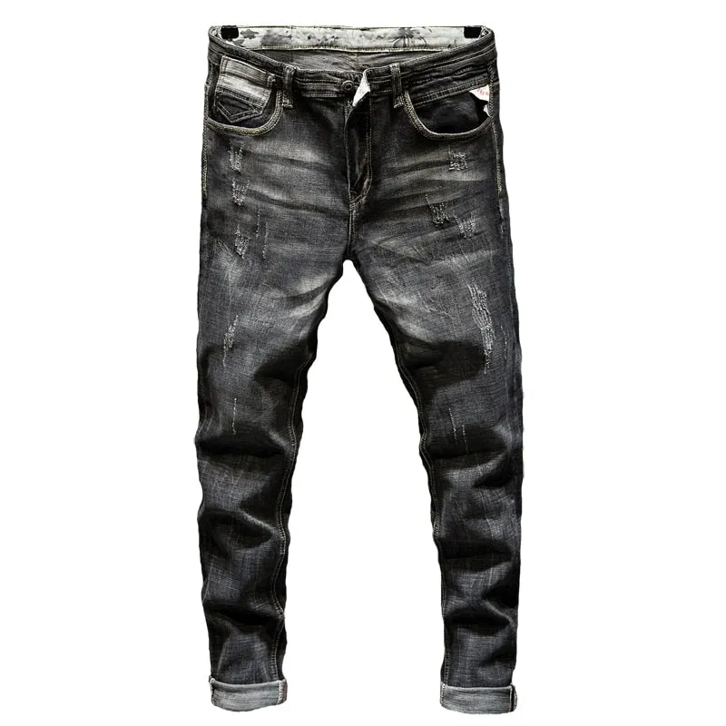 West Louis Brand Black Street Style Denim Jeans